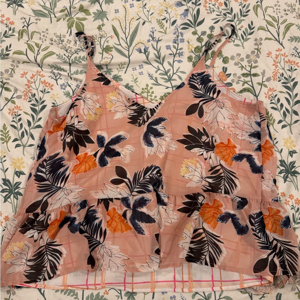 A New Day Pink Floral Tiered Camisole Top – Size L